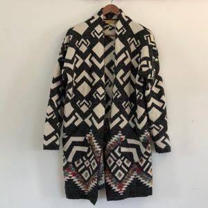 Geometric Print Open Cardigan
